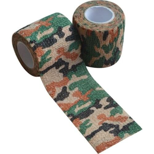 5 Rolls Military Concealment Cool Bandage 5cm * 4.5m Plateau Desert Camouflage Wrap Elastic Stretch Bandage Camping Hunting