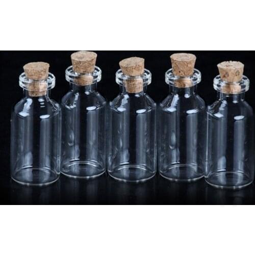 5PCS 5ML -25ML Clear Mini Small Cork Stopper Glass Vial Jars Containers Bottles