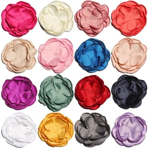 60PCS 8.5cm Newborn Fashion Handmade Burnt Ege Fabric Flowers with Hair Clips Chiffon Hair Flowers for Kids Hair Accessories