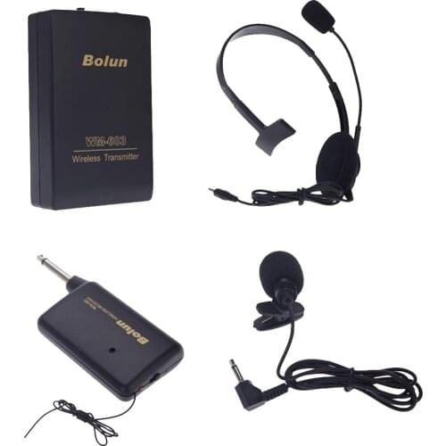 Wireless Microphone System Cordless Clip-on Lapel Tie Transmitter Set