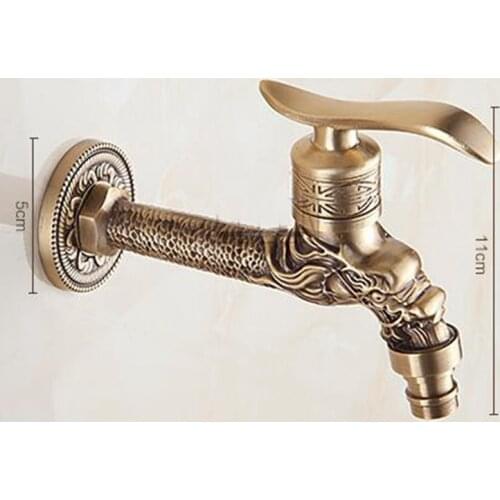 Vidric Anituqe Bronze Washing Machine Crane Decorative Outdoor Faucet , Vintage Garden Bibcock Tap Wall Mounted Mop Faucet Brass