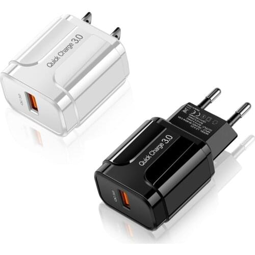 Quick Charge 3.0 3A USB Charger EU US Wall Fast Charging Adapter for iPhone 7 8 X Xs Huawei Samsung Xiaomi Mobile Phone Charger