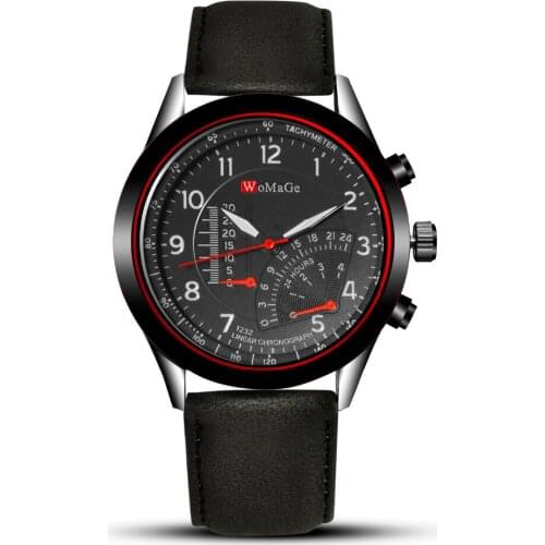 Womage Brand Watches Men Watches Men Sports Watches Leather Band Quartz Wristwatches Military Army Mens Watches heren horloge