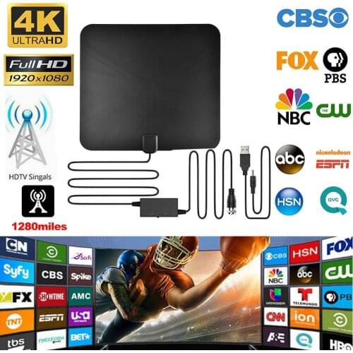 4K Digital HDTV Aerial Indoor Amplified Antenna 1280 Miles Range for Life Local Channels Broadcast