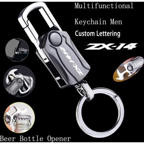 For KAWASAKI NINJA ZX14R ZX-14R ZX14 ZZR 1400 2006-2015 2014 2013 2007 Motorcycle Keychain Metal Multifunction Keyring
