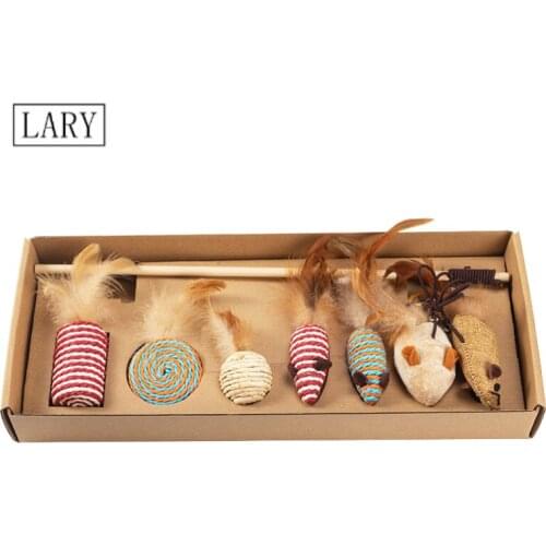 LARY Cat Bite Resistance Toys Training Toy Pet Playing Feather Funny Pet Products Replacement Catcher Product Pack of 7