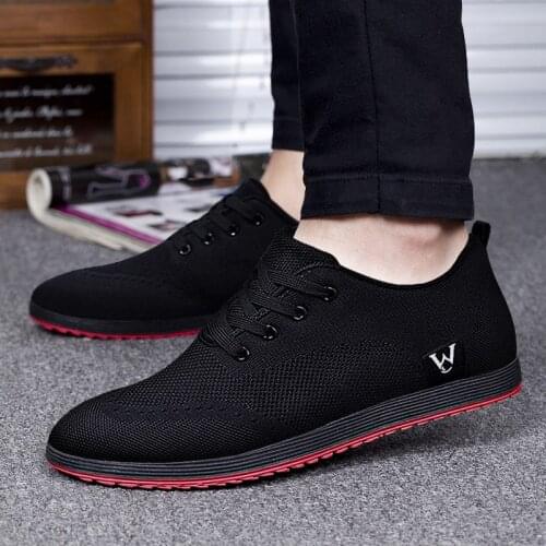 Summer Men Shoes Work Shoes Sneakers Breathable Mesh Casual Shoes Men 2020 Fashion Black Working Shoes Flats Zapatillas Hombre