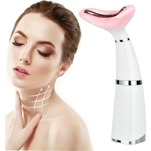 Neck Stretching Massager Double Chin Remove LED Photon Therapy Anti-Wrinkle Vibration Face Skin Lifting Tightening Neck Lift Too