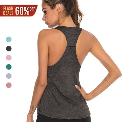 Women Sleeveless Racerback Yoga Vest Sport Singlet Athletic Fitness Sport Tank Tops Workout Gym Running Training Yoga Shirts