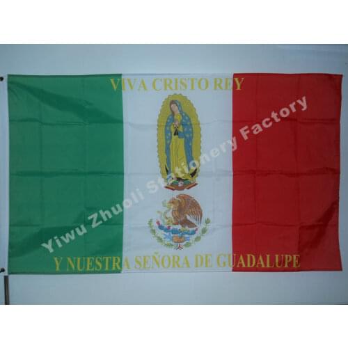 Mexico Flag Cristeros 150X90cm (3x5FT) 120g 100D Polyester Double Stitched High Quality Banner Ensign Free Shipping
