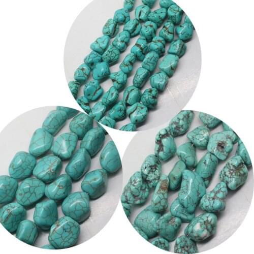 Mini. order is $7!9-13,18-28mm Blue Turquoises Freeform Loose beads 15"