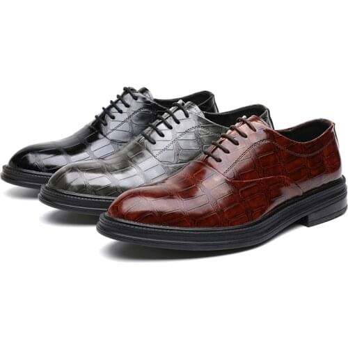 Mens Business Leather Shoes,Microfiber Leather,Shiny Casual Shoes,Groom Shoes,Black Gray Brown,Size 38-44
