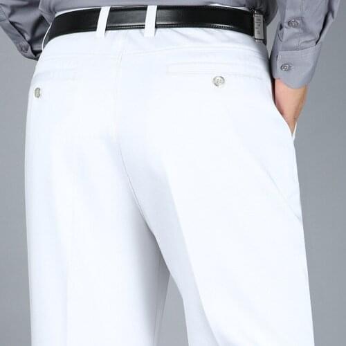 New Autumn Winter High Quality cotton middle-aged mens straight Pants thick men casual pants High waist stretch loose trousers