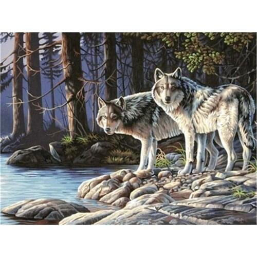 Animal Wolf DIY Cross Stitch 11CT Embroidery Kits Needlework Craft Set Printed Canvas Cotton Thread Home Wholesale