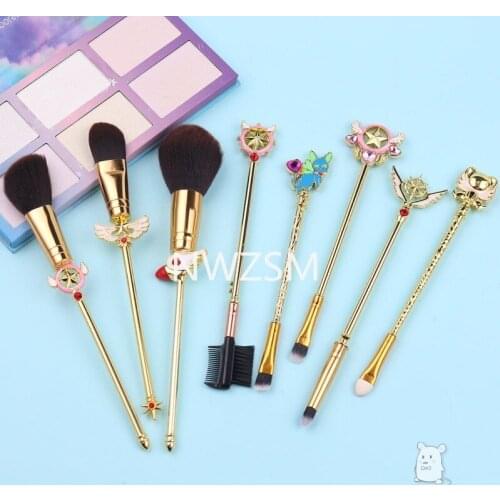 Cartoon Card Captor Makeup brush set full set of loose powder soft hair set bag hair brush makeup facial beauty tools brush girl