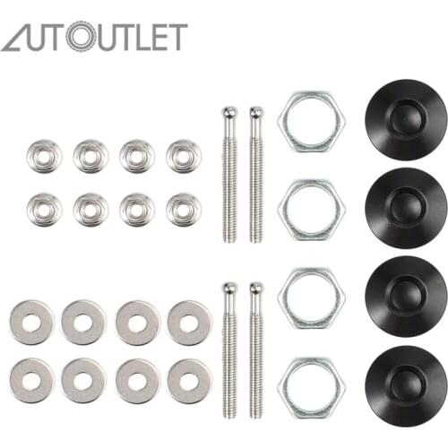AUTOUTLET 4 pcs Push Button Quick Release Hood Pins Latch Lock Clip Bonnet Kit Universal Aluminum stainless steel Release Hood Pins Latch Lock set