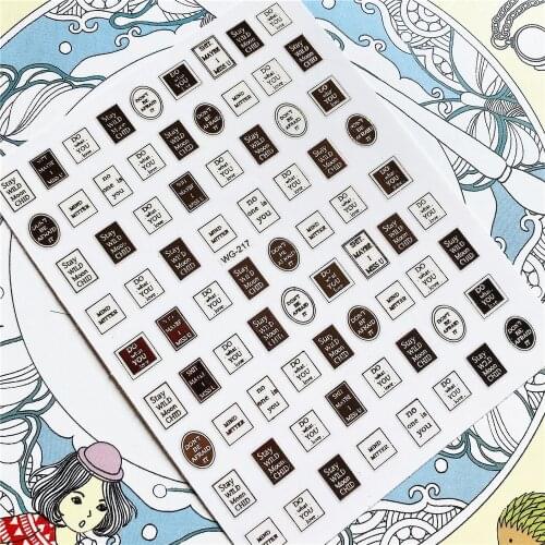 WG-160 WG-161 WG-215 WG-217 Alphabet Letters in the box 3D Back glue Nail Art Stickers Decals Sliders Nail ornament decoration