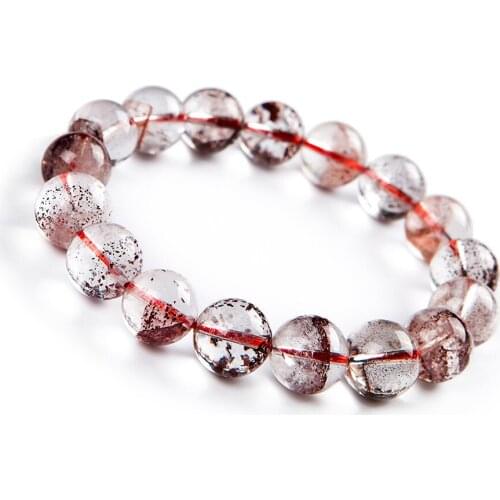 Genuine Natural Red Phantom Quartz Round Crystal Beads Women Lady Stretch Bracelet 13mm