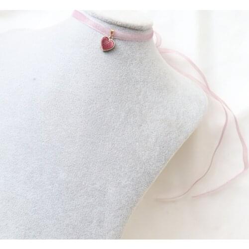 1 PC Fabric Purple Series Choker Necklace For Women Jewelry Pale Lilac Heart 29cm(11 3/8") long