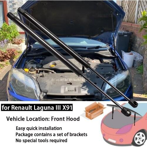 For Renault Laguna III X91 2007-2015 Front Hood Bonnet Modify Gas Struts Carbon FIber Shock Damper Lift Supports
