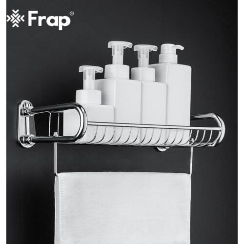 Frap High Quality Bathroom Storage Shelf Stainless Steel Bathroom Shelf Bath Shampoo Towel Basket Rack Wall Mounted Shelf F336