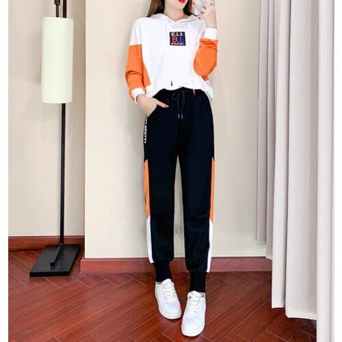 Casual Sports Suit Women Spring Autumn Korean Woman Loose Fashion Tracksuit Women Long Sleeve Sweater 2 Piece Set Women Clothes