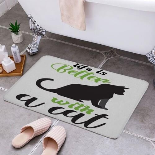 Life is better with Cat 3D Print Doormats Rectangle Non-Slip DoorMat Bedroom Kitchen Entrance Print Door rugs Dropshipping