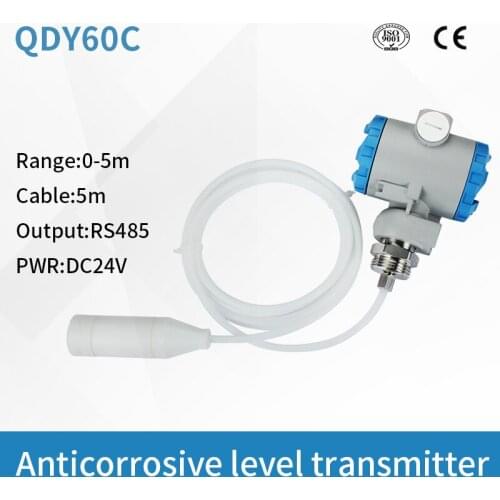 QDY60C corrosion-resistant hydrostatic sewage level transmitter 5m rs485 seawater level sensor
