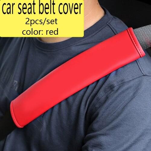 2pcs/set Auto Car Seat Belt Cover Car Seat Belts Padding Shoulder Belts Accessories Leather Red for All Car Model Car Decoration