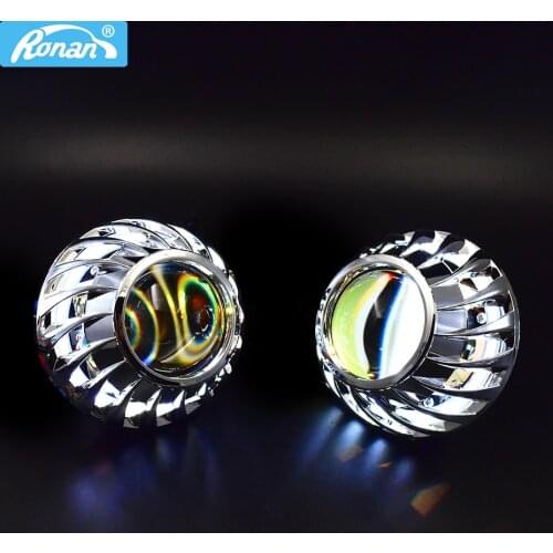 RONAN 2.5 Upgrade Bi-xenon Projector Lens with DRL COB Angel Eyes Devil eyes for H4 H7 headlight use xenon H1 bulb car style