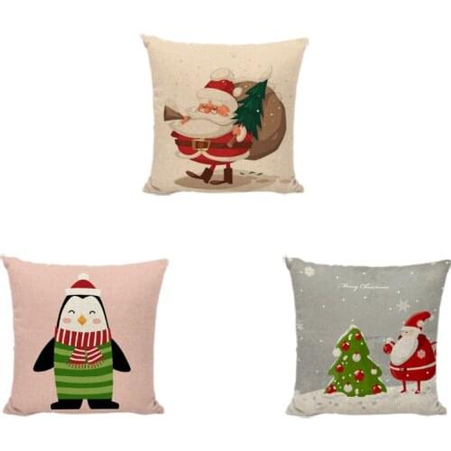 Christmas Pillow Cover Santa Claus Christmas Tree Snowman Living Room Sofa Bedroom Car Home Decoration Cushion Cover