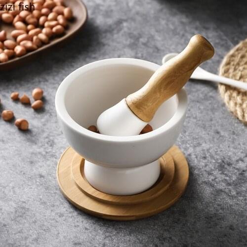 High Quality Chinese Ceramic Seasoning Powder Grinding Set White Hand-held Seasoning Powder Polishing Kitchen Mortar Tool Set
