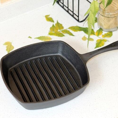 IRON Skillet Non-stick frying pan grooved grill cast iron induction cooker oven 26x26x4.5sm 808-004