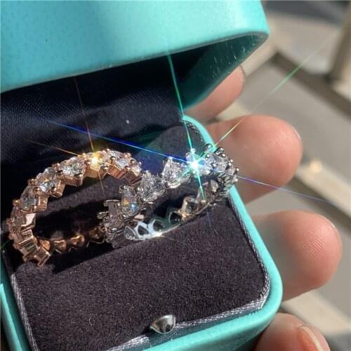 Heart Promise ring 100% Real 925 Sterling silver AAAA zircon Statement Party Wedding Band Rings for women Bridal Jewelry