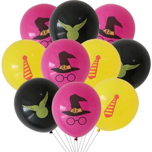 10/20pcs Harrys Balloon Magic Wizard Porter Tie Pattern Latex Balloons Birthday Party Decoration Baby Shower Kids Toy Air Globos