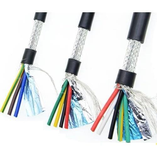 100Meters 26AWG 24AWG 2/3/4/5/6/7/8 core Shielded cable Tinned copper RVVP shielded wire control cable UL2547 signal wire