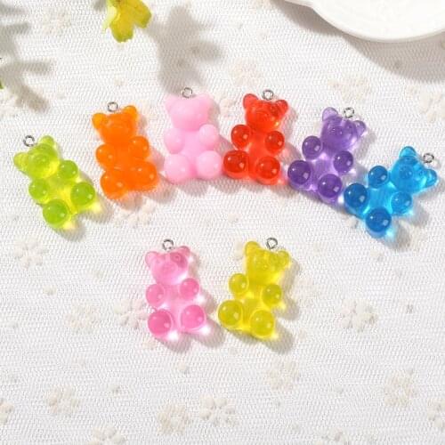 20Pcs 20*30 MM Resin Gummy Bear Crafts Flatback Candy Charms Necklace Keychain Pendant Accessories For DIY Making