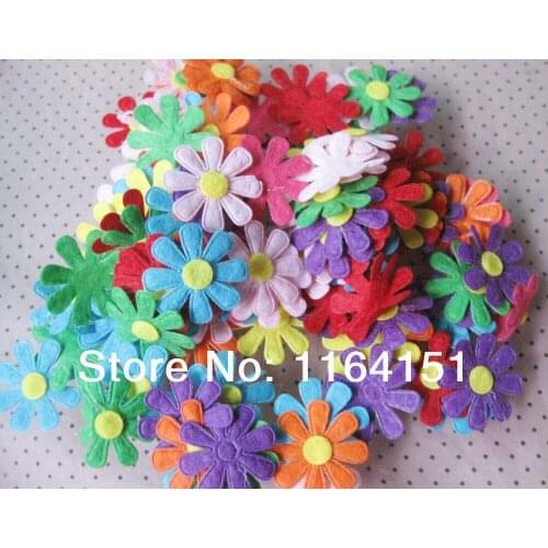 200PS mix color Newly Non-woven Flower 28mm felt patch applique kids accessories /decoration/Craft/sewing Scrapbooking
