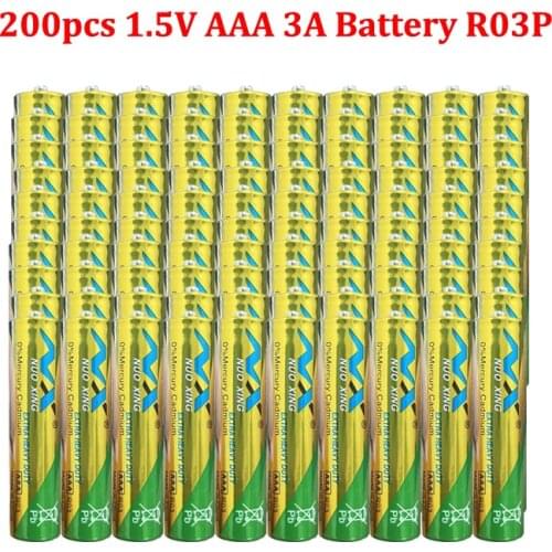 200Pcs AAA Battery 1.5V LR03 R03P For Electric toothbrush Toy Flashlight Mouse clock Carbon Zinc Single Use Dry Primary Battery