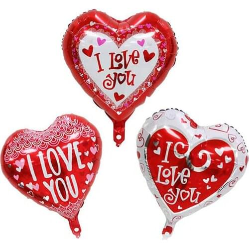 50pcs/lot 18inch Heart Balloons Wedding Decor Vlentines Day I Love You Aluminium Foil Helium Ballon Wedding Decoration Globos