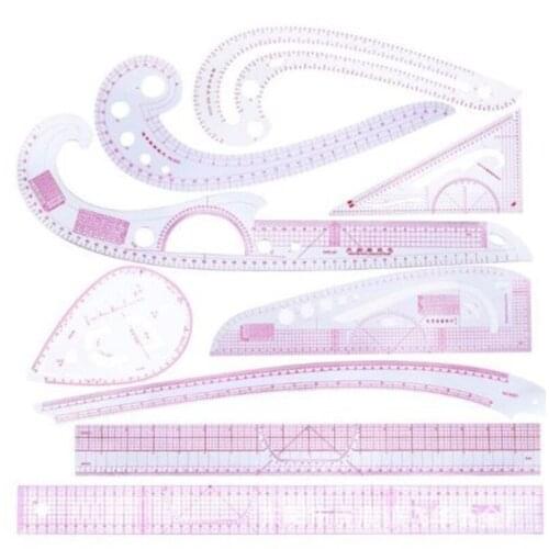 9pcs Sewing French Curve Ruler Measure Dressmaking Tailor Drawing Template Craft Tool Set