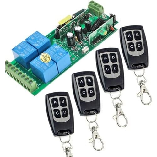 85V 250V 110V 220V 230V 4CH RF Wireless Remote Control Relay Switch Security System Garage Doors, Rolling Gate Electric Doors