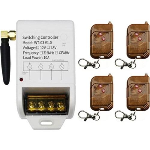 Wireless Remote Control Light Switch 30A Relay Output Radio DC12V-48V 1CH Receiver Module + 50-500M Transmitter Can Time delay