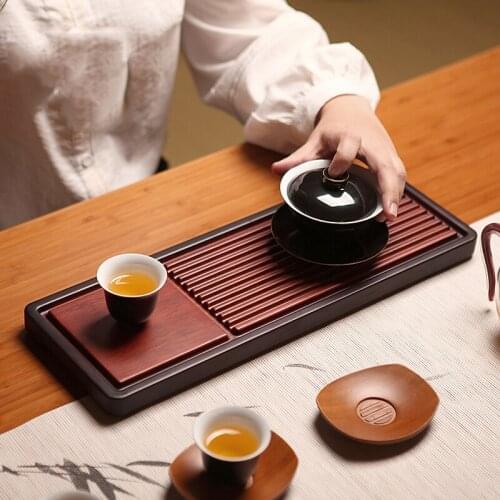 Whole Piece Of Bamboo Dry Tea Tray Zen Japanese Style Small Rectangular Household Bamboo Tea Plate Kung-Fu Tea Set Tray