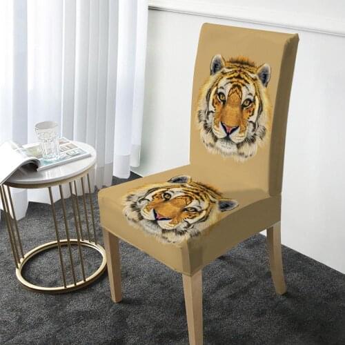 Tiger Animals Print Chair Cover Elastic Dining Chair Protector Cover Washable Slipcover for Christmas Banquet Party Home Decor
