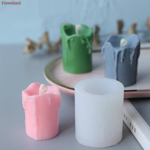 Cylindrical Tearing Candle Silicone Mold Scented Candle Handmade DIY Material Candle Make White Round Candle Home Decorations