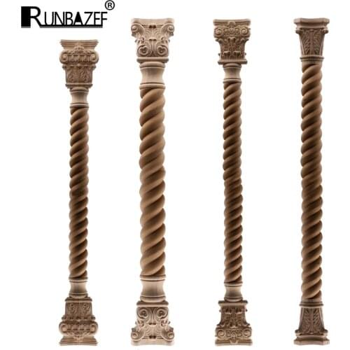 RUNBAZEF Decorative Wood Appliques Woodcarving Furniture Vintage Home Decoration Wooden Corner Carved Long Flower Miniature