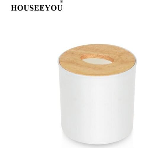 HOUSEEYOU Wood Tissue Boxes Roll Paper Towel Holder Container Napkin Dispenser Fashion Tissue Case Office Home Car Decoration