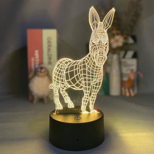 Kids Educational Toy Night Light LED Sensor Control 7 Color Changing Desk Lamp Baby Bedside Company Donkey Shape Lighting Decor