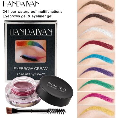 HANDAIYAN Makeup Eyebrow Dye Gel Waterproof Shadow For Eye Brow Long Lasting Tint Shade Make Up Paint Pomade Cream with Brush